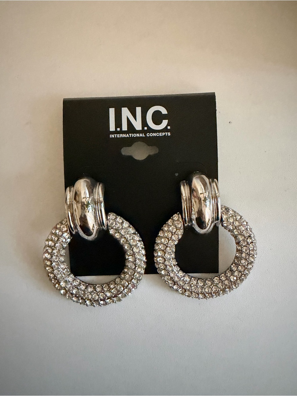 INC International Concepts Silver-Tone Textured Round Drop Earrings